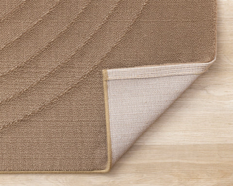 Ella Rug - Brown Curved Lines corner flipped to show underside