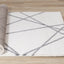 Fergus Shag Rug - Cream Grey Geometric Lines roll on floor