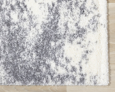 Fergus Shag Rug - Cream Grey Clouds corner detail