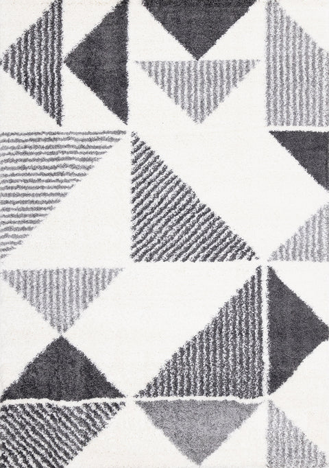 Fergus Shag Rug - Grey Triangles full sample