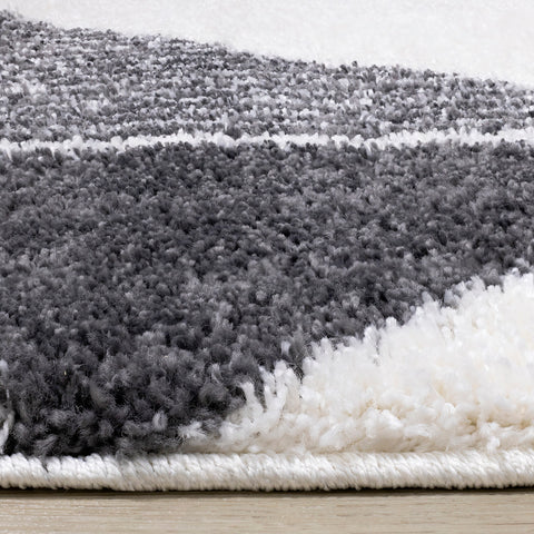 Fergus Shag Rug - Grey Triangles pile height