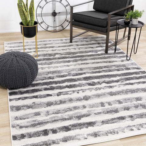 Focus Rug - Grey Marker Stripes in living room