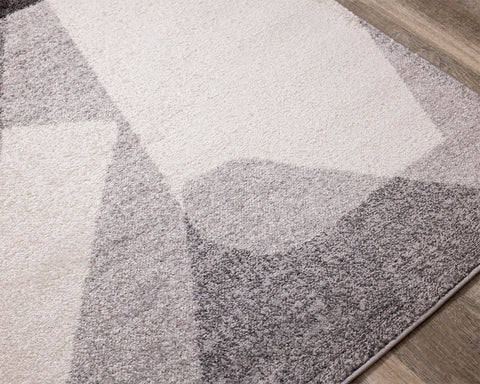 Focus Rug - Grey & White Geometric Shapes corner detail