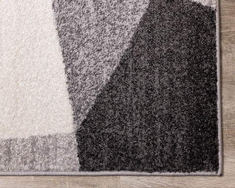 Focus Rug - Grey & White Geometric Shapes corner