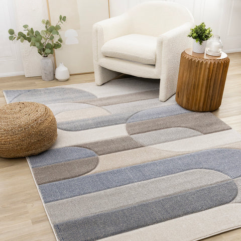 Folio Rug - Rounded Geometric in living room setting