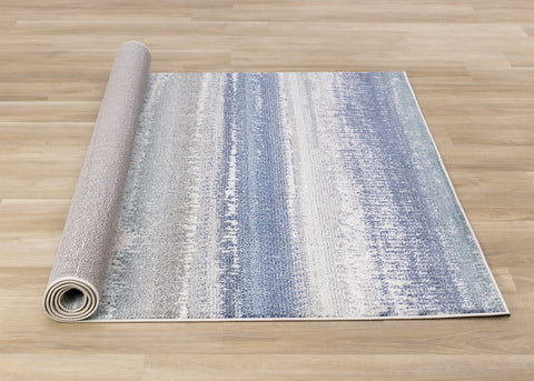 Fresco Distressed Rug - Blue Grey roll on floor