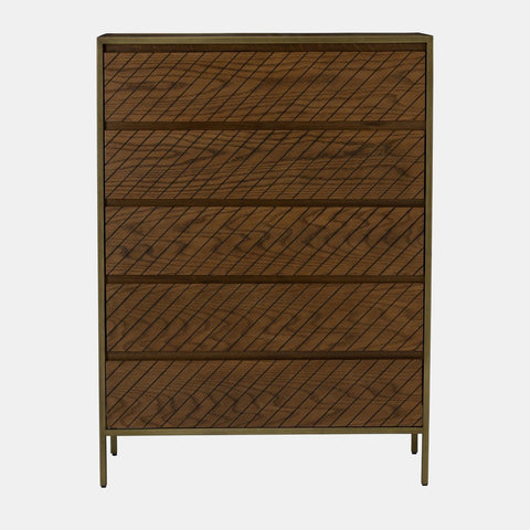 Acacia and brass sideboard