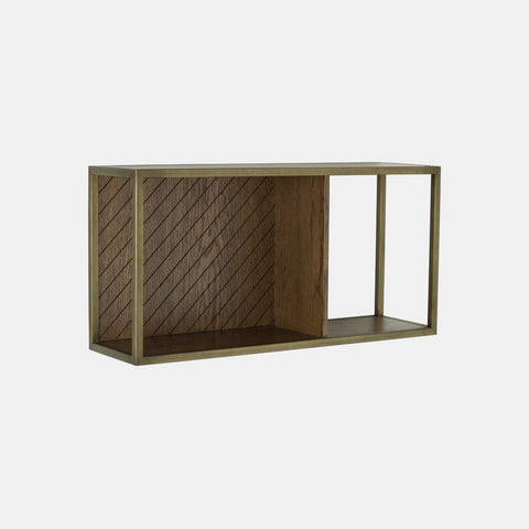 Acacia and brass shelf