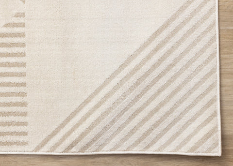 Hayden Rug - Geometric Beige corner detail