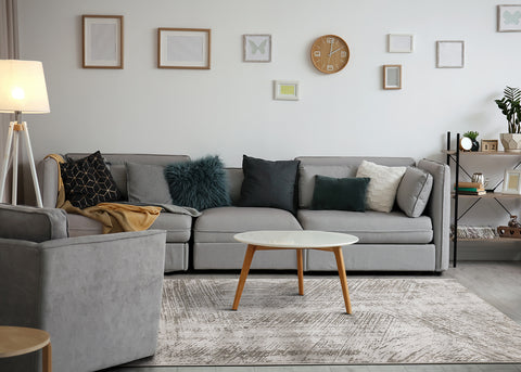 Hayden Distressed Rug - Brushstrokes in living room setting