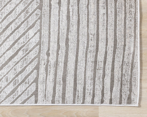 Hayden Rug - Grey Modern Lines edge detail