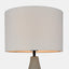 Concrete base table lamp with white linen shade. Shade detail.