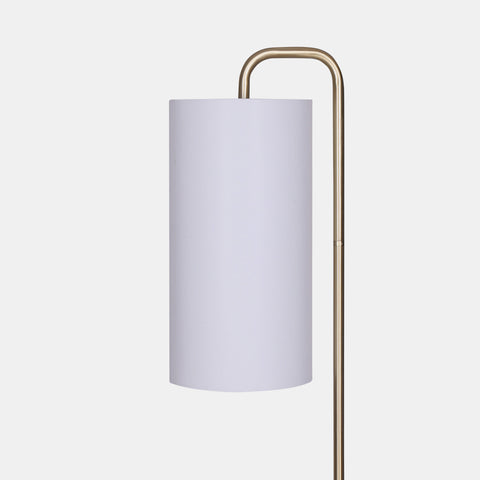  Floor Lamp with marble base, gold arm, and white shade view of shade