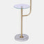 Floor Lamp with side table, gold arm and white shade table view