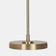 retro inspired table lamp. white linen shade with industrial gold metal arm and base. Detail of Base