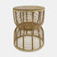 Boho-Chic side table in handwoven bamboo, with laminated MDF top.