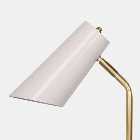 Task lamp in white with gold accents view of shade