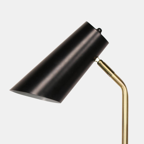 Task lamp in black with gold accents view of shade