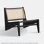 Lounge chair in black stained ash wood frame with natural rattan seat and back.