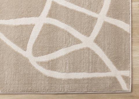 Leo Rug - Beige Organic Lines corner detail