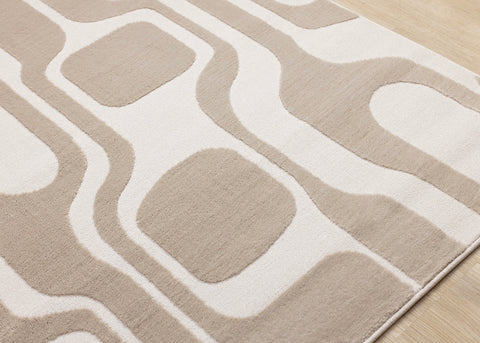 Leo Rug - Beige Mid-Century Modern corner