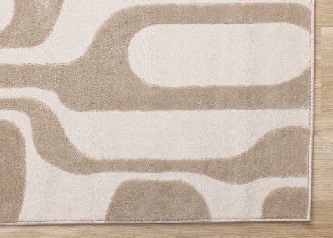 Leo Rug - Beige Mid-Century Modern corner detail