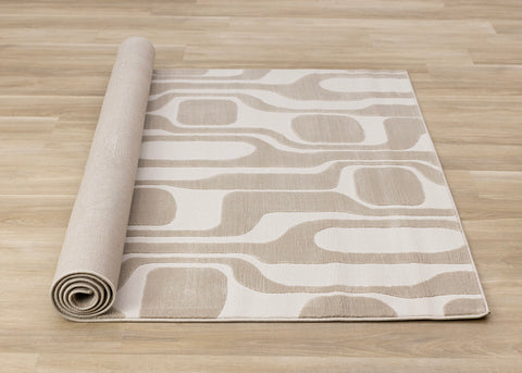 Leo Rug - Beige Mid-Century Modern roll on floor