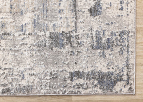 Luca Distressed Rug - Grey Blue corner detail