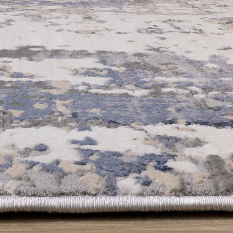 Luca Distressed Rug - Blue & Beige pile height