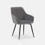 Scandinavian style dining chair in grey velvet and black metal legs.