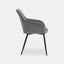 Scandinavian style dining chair in grey velvet and black metal legs.