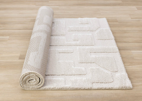 Luxe Rug - White Scattered Shapes roll on floor