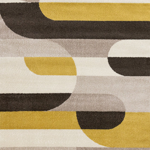 Malibu Rug - Curvy Geometric Taupe Yellow sample