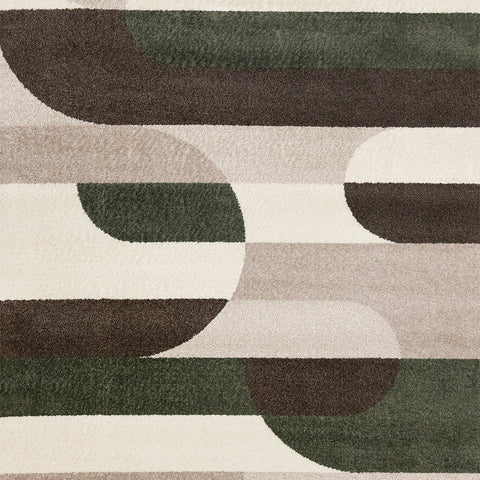 Malibu Rug - Curvy Geometric Taupe Green sample