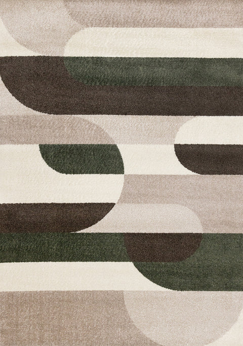 Malibu Rug - Curvy Geometric Taupe Green full sample