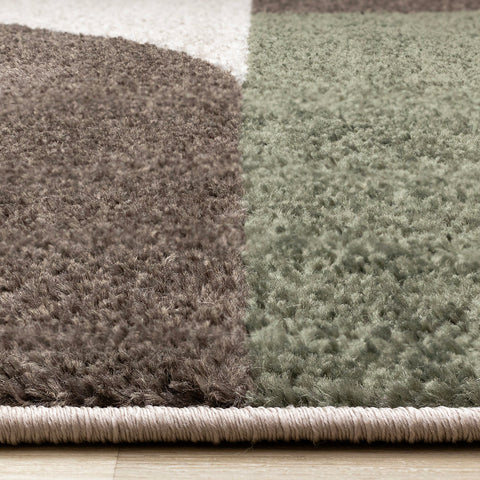 Malibu Rug - Curvy Geometric Taupe Green pile height