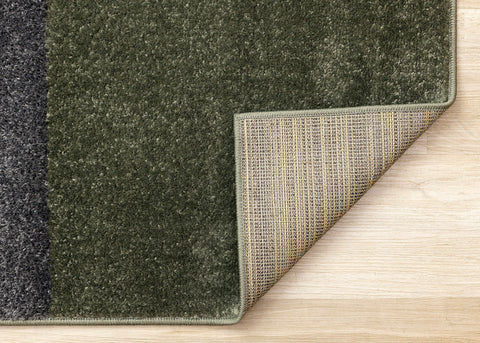 Malibu Rug - Modern Geometric Green corner flipped to show underside