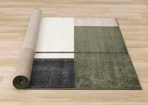 Malibu Rug - Modern Geometric Green roll on floor