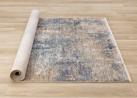 Marisa Distressed Rug - Blue Beige roll on floor