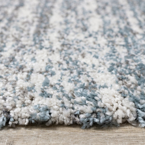 Maroq Shag Rug - Blue / Grey Stripes pile height