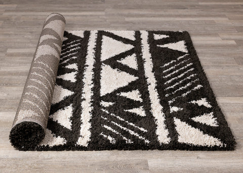 Maroq Shag Rug - Black Peaks roll on floor