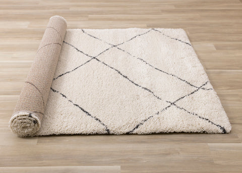 Maroq Shag Rug - Irregular Trellis roll on floor