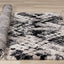 Maroq Distressed Shag Rug - Grey / Beige Diamonds roll on floor