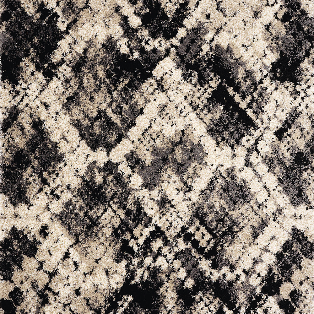 Maroq Distressed Shag Rug - Grey / Beige Diamonds sample 