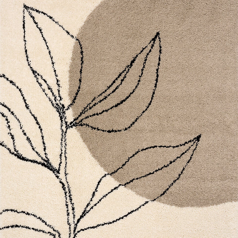 Maroq Shag Rug - Cream & Taupe Vines sample 