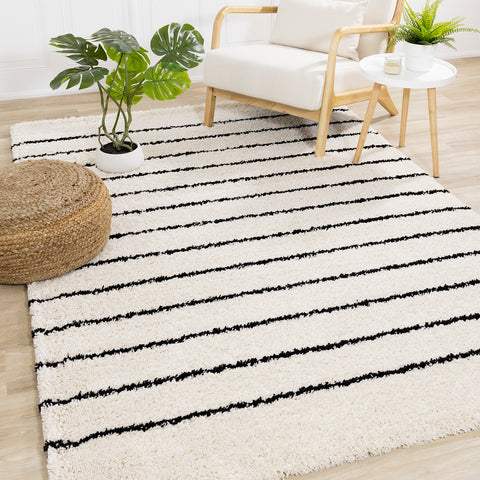 Maroq Shag Rug - Straight Lines in living room setting