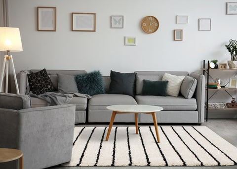 Maroq Shag Rug - Straight Lines in living room setting