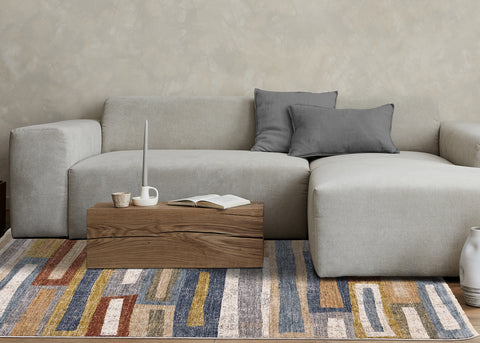 Muse Rug - Layered Bricks in living room setting