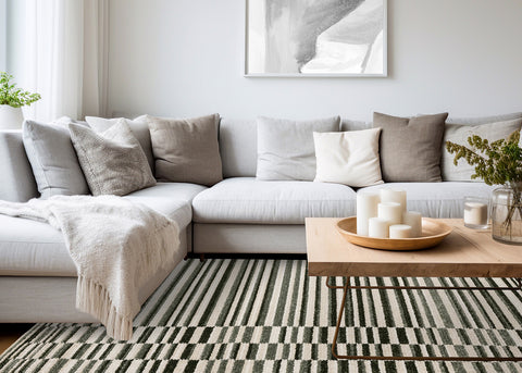 Nala Rug - Striped Rows in living room setting