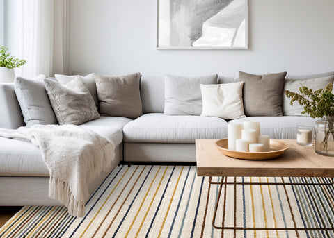 Nala Rug - Multicolor Stripes in living room setting